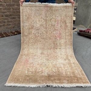 3x5 Faded 1920s Antique Rug - Hand Knotted Wool Rug - Low Pile Distressed Faded Rug - Turkish Style - Dining Table Carpet - Living Room Rug