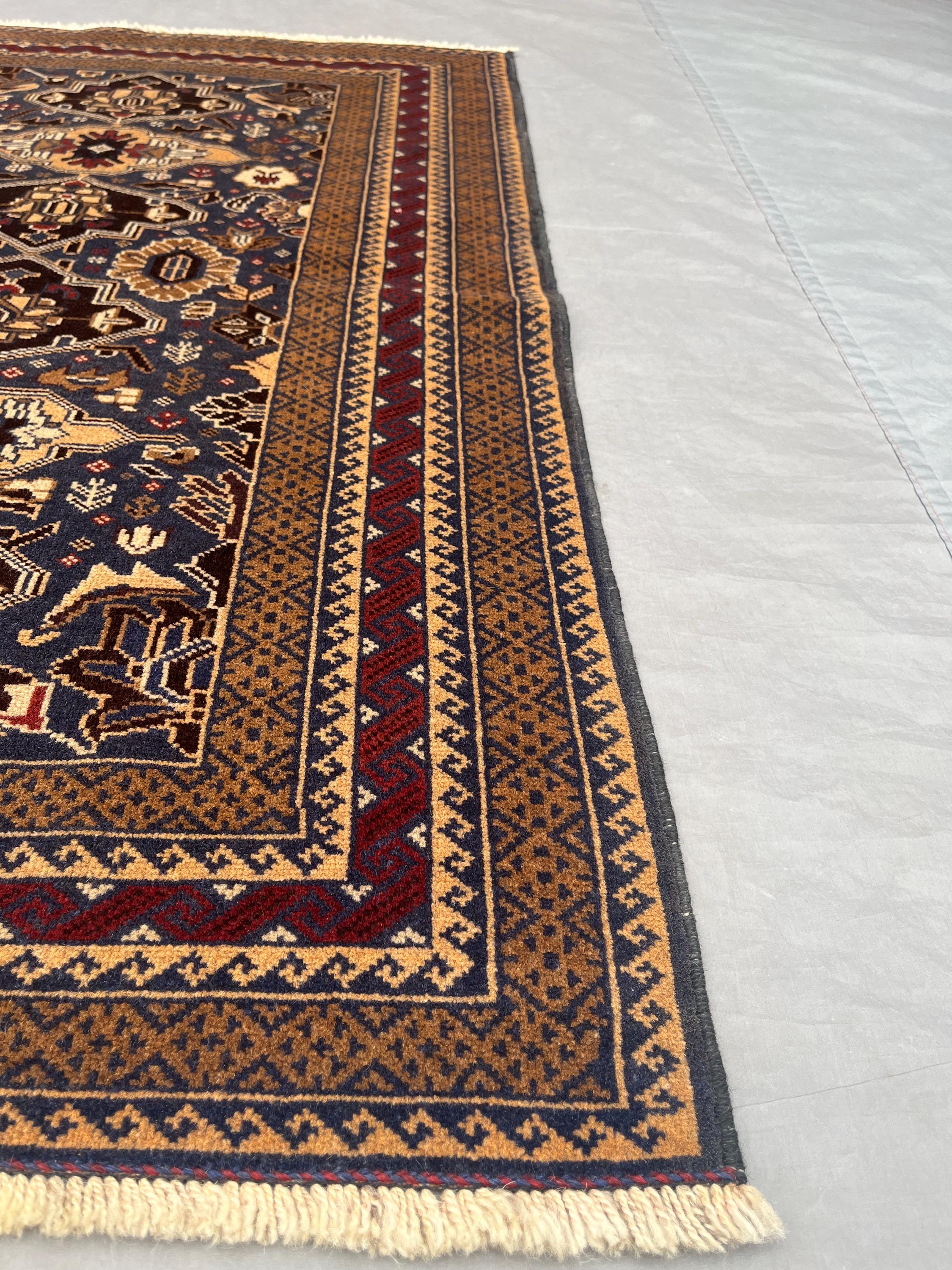 3x4 Ft Vintage Navy Baluchi Tribal Rug – Afghan Handmade Wool Carpet ...