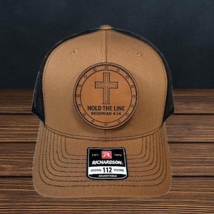 Christian Men’s Hat – Custom Leather Patch Hat – Nehemiah 4:14 - Richardson 112 – Faith Apparel - Scripture - Bible Verse - Men&#39;s Gift