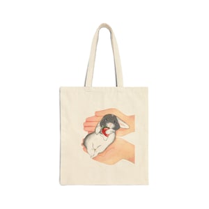 Adorable Bunny Cotton Canvas Tote Bag, Eco-Friendly Shopper, Gift for Animal Lovers, Cute Grocery Bag, Spring Decor