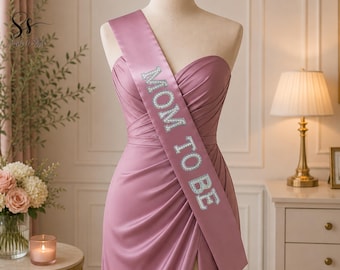 Custom Pearl Text Sash, Mom To Be Sash, Baby Shower Sash, Your Custom Phrase Sash, Luxurious Satin Ribbon Sash, Personalized Gift For Her