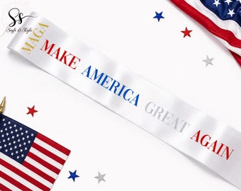 Personalized MAGA Satin Sash, Patriotic American Flag Party Sash, Custom Political Event Accessories, Night Celebration Wear, USA Pride Gift