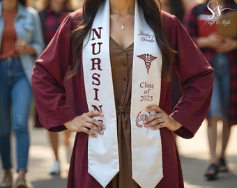 Personalized Graduation Stole Custom Printed Stole for Grad Ceremony Class of 2025 Graduation Gift College & University Commencement Sash