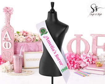 Custom Sorority Sash Personalized Greek Birthday Party Sash Big Little Celebration Sash Graduation Senior Sash Bachelorette Party Sash