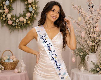 Ester Egg Hunter Champion Sash, Custom Ester Theme Satin Sash, Personalized Sash, Ester Egg Pattern Sash, Party Sash, Ester Birthday Sash