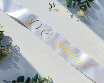 30 & Fabulous Satin Sash – 30th Birthday Party Decoration, Milestone Celebration Sashes - Personalized Birthday Sashes - Birthday Party Gift