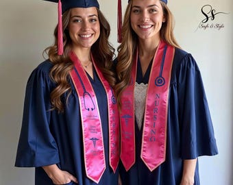 Custom Nursing Graduation Stole Graduation Nursing Stole With Border Lace Personalize Stole with Customizable Name And Nunmber