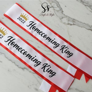 Homecoming Kings & Queens Sash Custom Satin Pageant Sash Personalized Beauty Queen and Event Sash Pageant, Parade and Party Favor Sashes