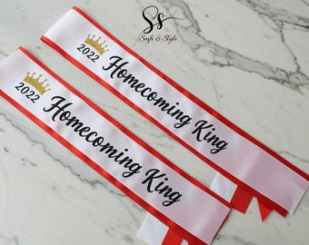 Homecoming Kings & Queens Sash Custom Satin Pageant Sash Personalized Beauty Queen and Event Sash Pageant, Parade and Party Favor Sashes