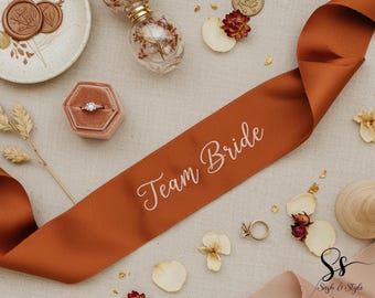 Custom Embroidered Satin Sash Personalized Bride, Team Bride Sashes for Weddings, Bachelorette, Birthdays, Pageants Bridesmaid Party Gifts