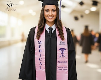 Graduation Nursing Stoles Custom Graduation Sash Customized Embroidered Graduation Sash Custom Text Sash Custom Sash Personalize Senior Sash