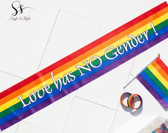 Custom Rainbow Pride Sash, LGBT Birthday Sash, Personalized LGBTQ, Birthday Sash, Bachelorette Sash, Pride Party Ribbon Bridal Pride Sash
