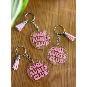 Cool Aunts Club Key Ring with Tassel - Transparent Acrylic Design for Easy Key Organization & Club Membership Display