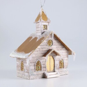 Christmas Chapel Paper Glitter House Ornament