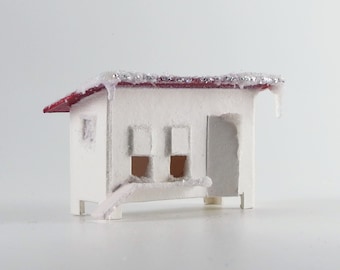 Chicken Coop Paper Glitter House Ornament