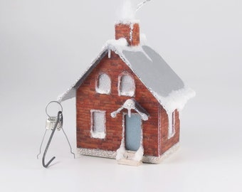 Columbus German Village Cottage Paper Glitter House Ornament