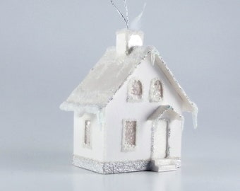 Columbus German Village Cottage Glitter House Ornament