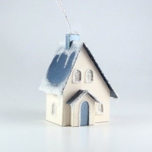 Tudor Revival Putz Glitter House Ornament