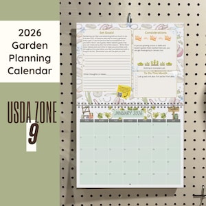 2026 Calendar | Vegetable Garden Planning Calendar - US Hardiness Zone 9