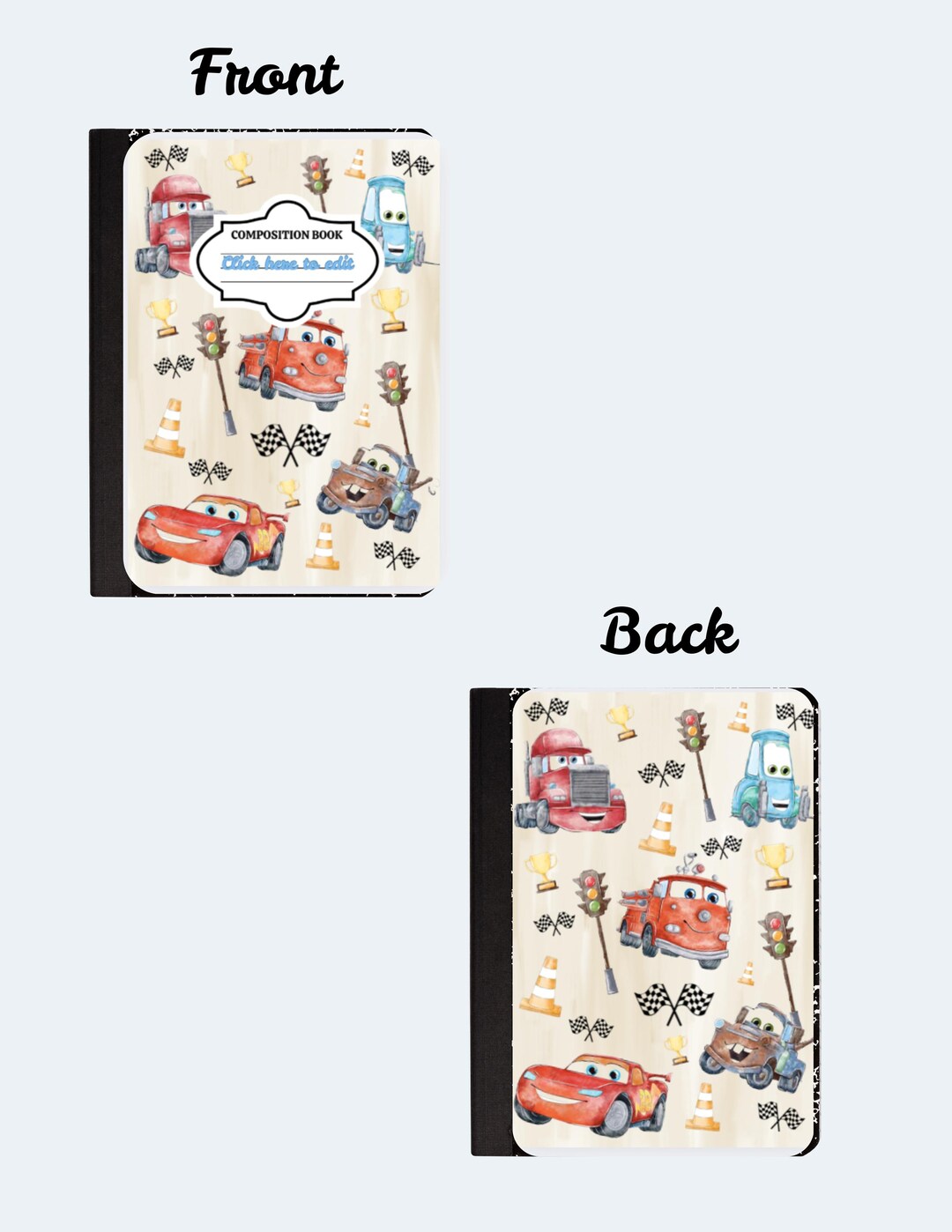 Cars Composition Notebook Cover, Canva Editable Template - Etsy