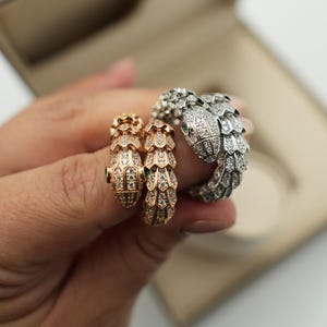 snake head Serpenti ring 925 silver 18k gold plated ring