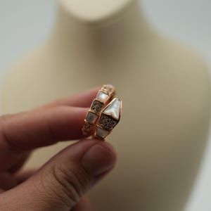 Mother of pearl Serpenti ring 925 silver 18k rose gold plated ring