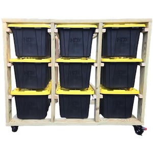 Mobile Storage Bin for Garage / 27-Gallon bins / Includes casters