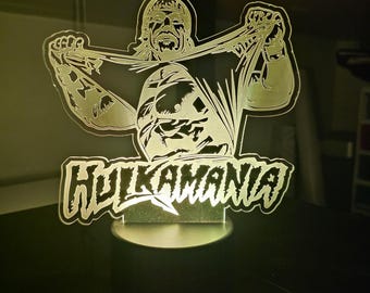 W W E hulk tear shirt rip wrestling LED Laser Engraved Acrylic Night Light / Lamp / USB Battery Remote