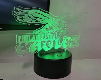 Philadelphia Football EAGLE LED Laser Engraved Acrylic Night Light / Lamp / USB Battery Remote / Philadelphia Birds