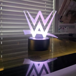 WWE Wrestling WrestleMania LED Laser Engraved Acrylic Night Light / Lamp / USB Battery Remote image 4