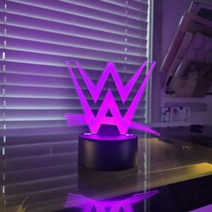 WWE Wrestling WrestleMania LED Laser Engraved Acrylic Night Light / Lamp / USB Battery Remote image 3