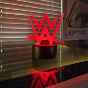 WWE Wrestling WrestleMania LED Laser Engraved Acrylic Night Light / Lamp / USB Battery Remote image 1