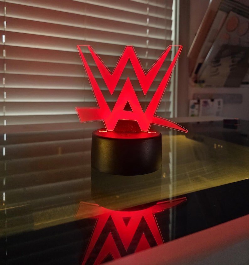 WWE Wrestling WrestleMania LED Laser Engraved Acrylic Night Light / Lamp / USB Battery Remote image 1