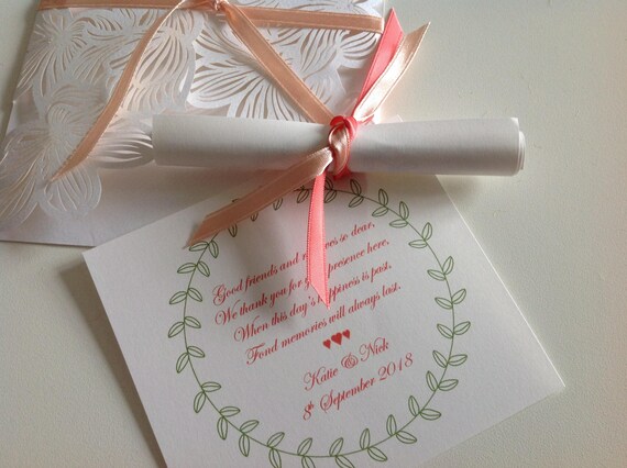 Wedding Thank You Poem Favours Wedding Day Favors Wedding Gift Etsy