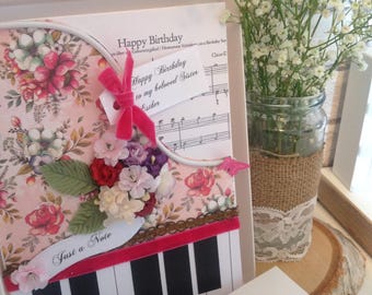 Handmade Birthday Card Luxury Piano Shaped, Female/Male/Handmade/Piano/Cards