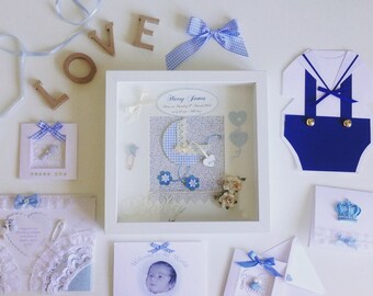 New Baby/Boy, Royal Blue Sailor Suit Card/Baby Girl Baby Grow/New Baby Card/invitation/Prince/Princess