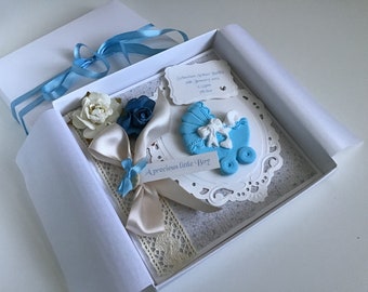 New Baby Boy/NewBaby Girl/Vintage/Handmade Card/Luxury/Personalised/Unique/Boxed