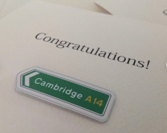 University Cards/Heading Off to University/College/Personalised/Road/Motorway Sign, Good  Luck at Uni