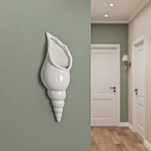 Keramisk snäckplanter, vit snäckprydnad för växter, elegant trädgårdsdekor