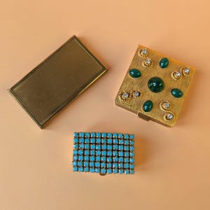 1950-talets MCM guldfärgade pillerdoska – Retro metallväska, vintage resemedicinhållare