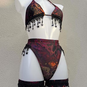 Star Rave Outfit: set da festival Dark Ink con polsini per le gambe