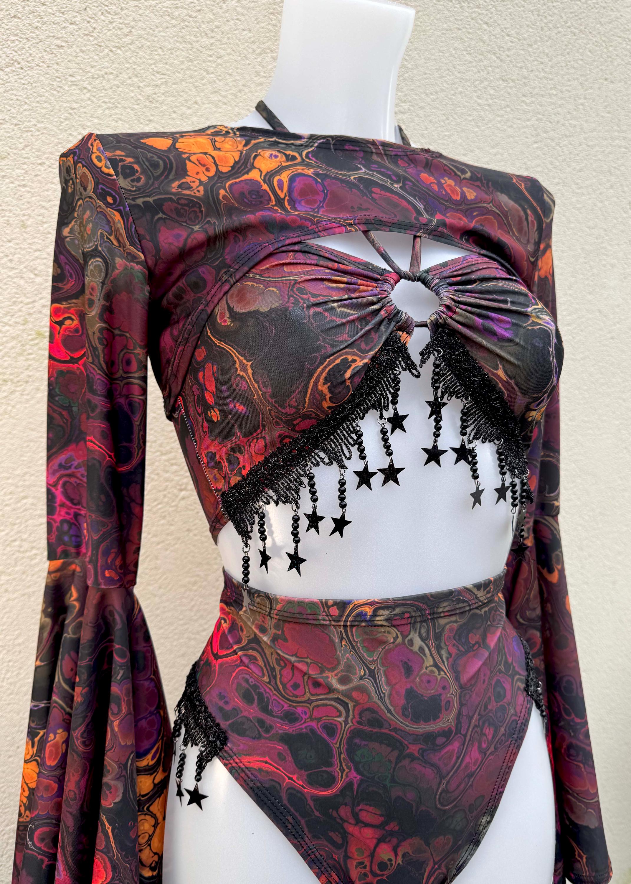 Fairy Rave Outfit: Dark Ink Keyhole Top, Shrug & Sequin Leg Cuffs - Etsy