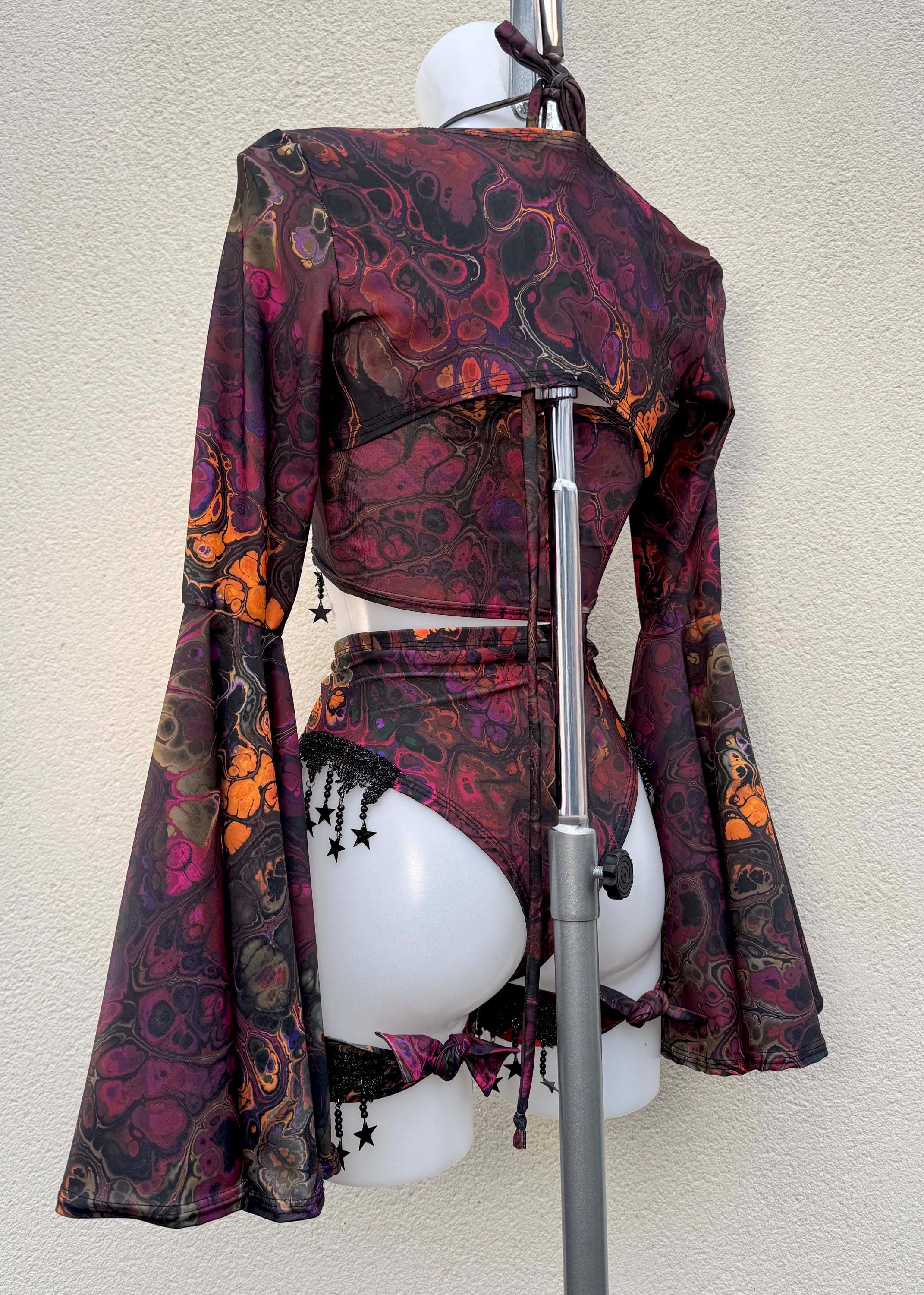 Fairy Rave Outfit: Dark Ink Keyhole Top, Shrug & Sequin Leg Cuffs - Etsy