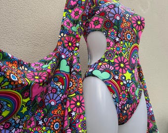 Trippin Daisies Bell Sleeve Cut Out Festival Bodysuit One Piece - Women’s Rave Outfit