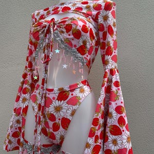 Strawberry Fields Rave Set: Star Festival Top, Shrug and Accessories image 1