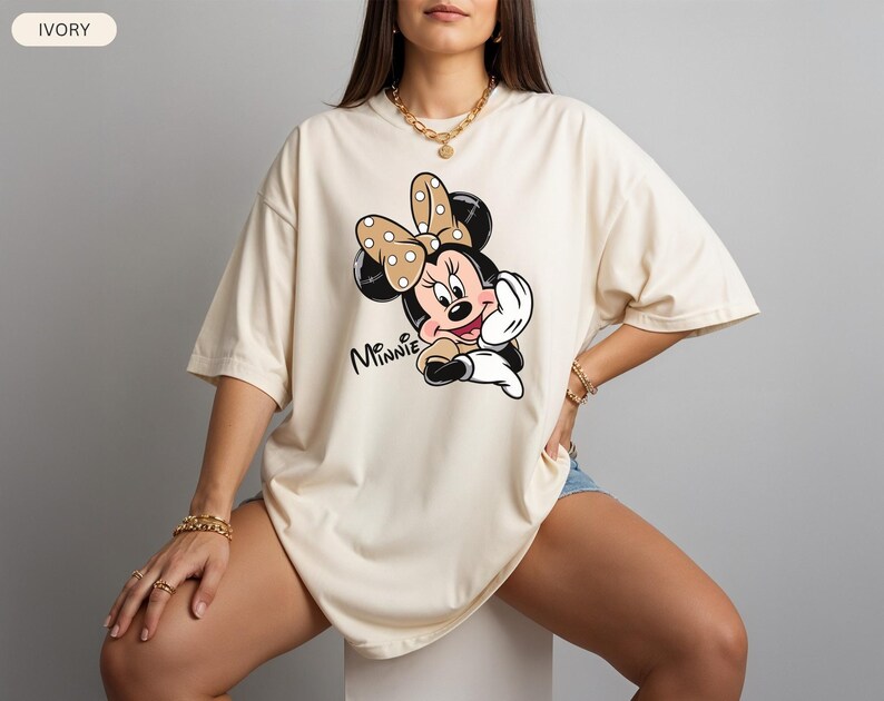 Minnie Mouse Shirt, Comfort Colors, Cute Cartoon Shirt, Retro Mouse Tee, Polka Dot Bow Tshirt, Magical Character Shirt, Disney Tee 画像 3