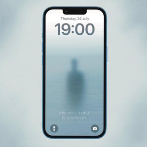Minimalist Foggy Silhouette iPhone Wallpaper – ‘Who Am I Trying to Convince?’ Moody Aesthetic Background