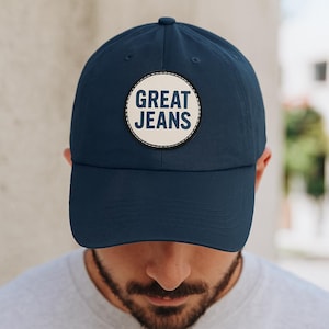 Dad Hat with Leather Patch | Custom Round Patch Baseball Cap | Adjustable Vintage-Style Hat for Men & Women, Gift for Dad