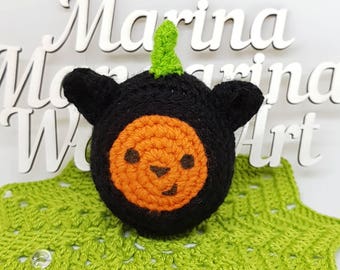 Estuche Tamagotchi con cuentas de crochet de cualquier tamaño de MarinaMandarina, calabaza, gato y bruja de Halloween