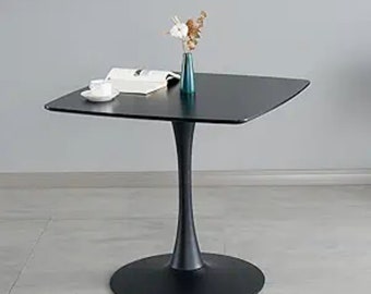 Mid Century Modern Dining Table/31.5 Inch Modern Pedestal Table for Small Spaces/Kitchen-Small Black